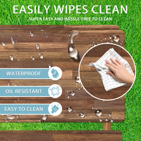Kamoor elastic edge design secures the cover during windy outdoor meals.