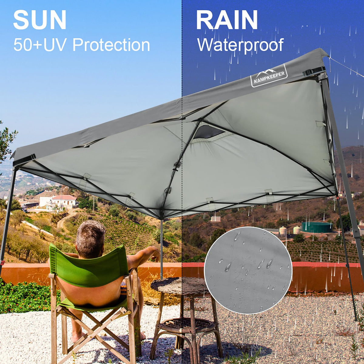 KAMPKEEPER canopy top featuring an air vent for improved airflow.