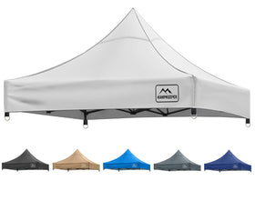 KAMPKEEPER canopy top cover white front view, durable outdoor shade solution.