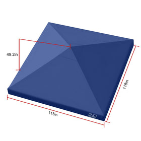 KAMPKEEPER navy canopy top shows PU-coated fabric for UV protection.