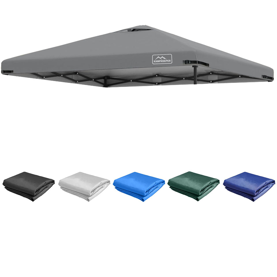 KAMPKEEPER replacement top for 10x10 canopy in dark grey with UV protection and water resistance.