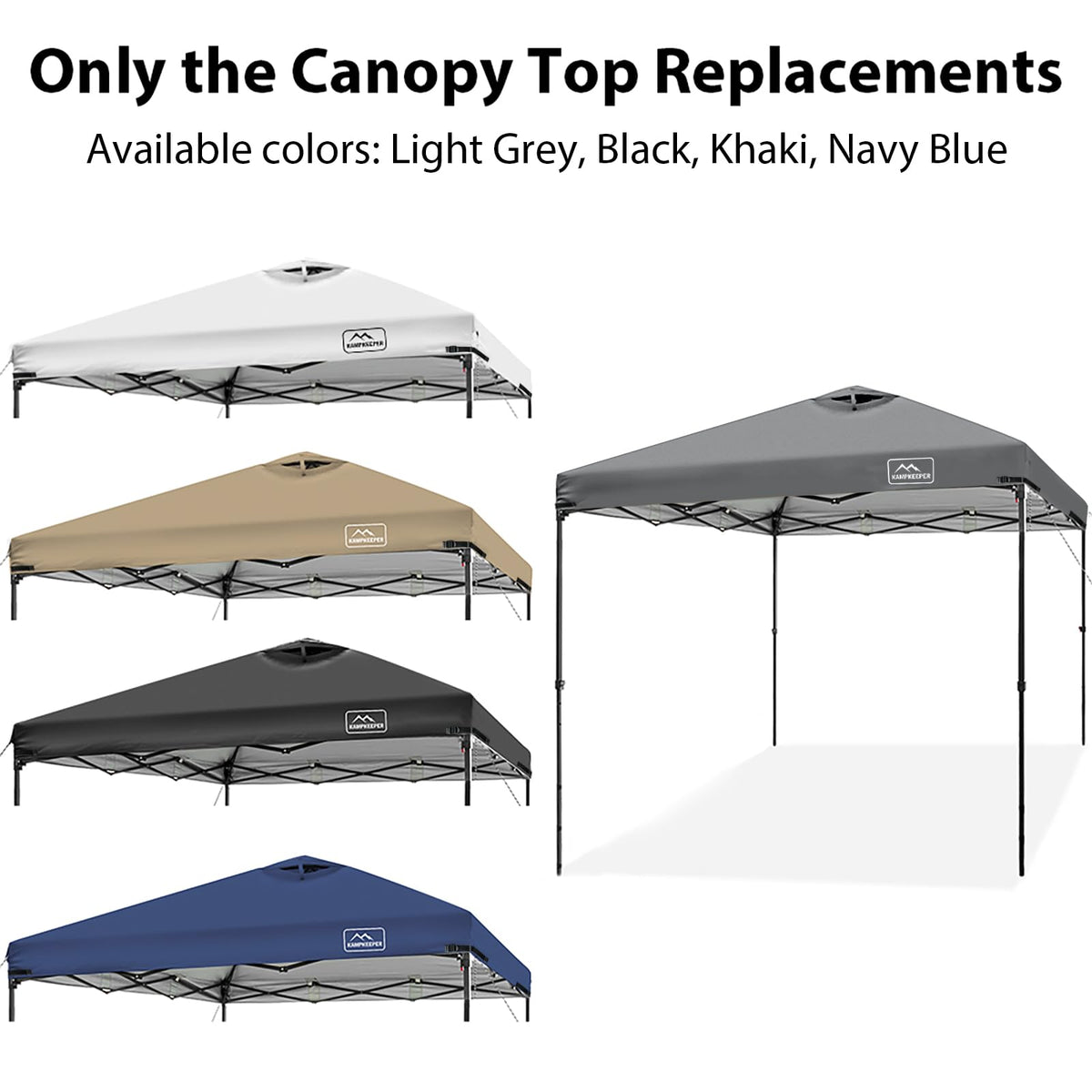 KAMPKEEPER canopy top showing adjustable corner straps for secure fit.