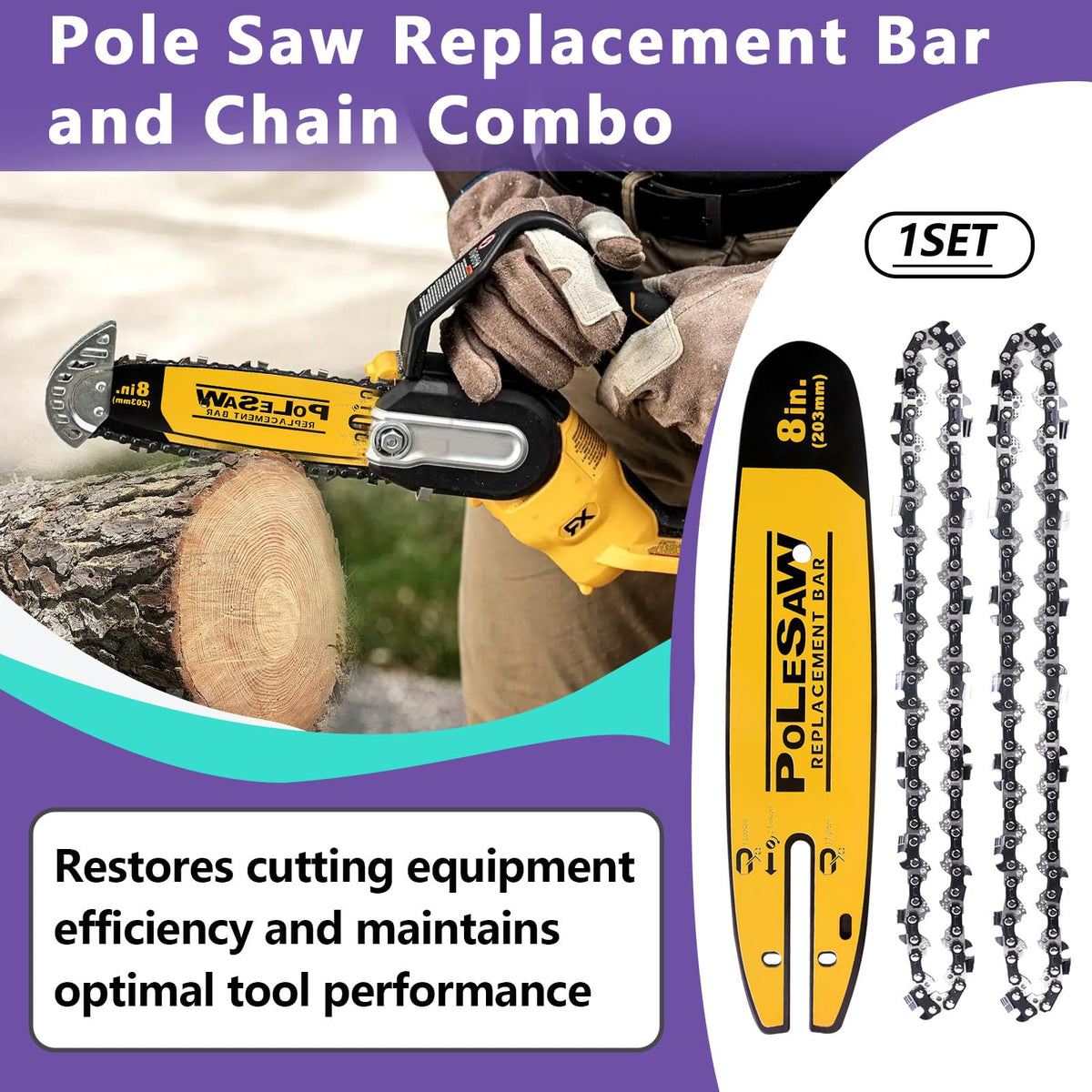 Kamrexi 8-inch chain for Dewalt DWZCSB8 enhancing cutting efficiency