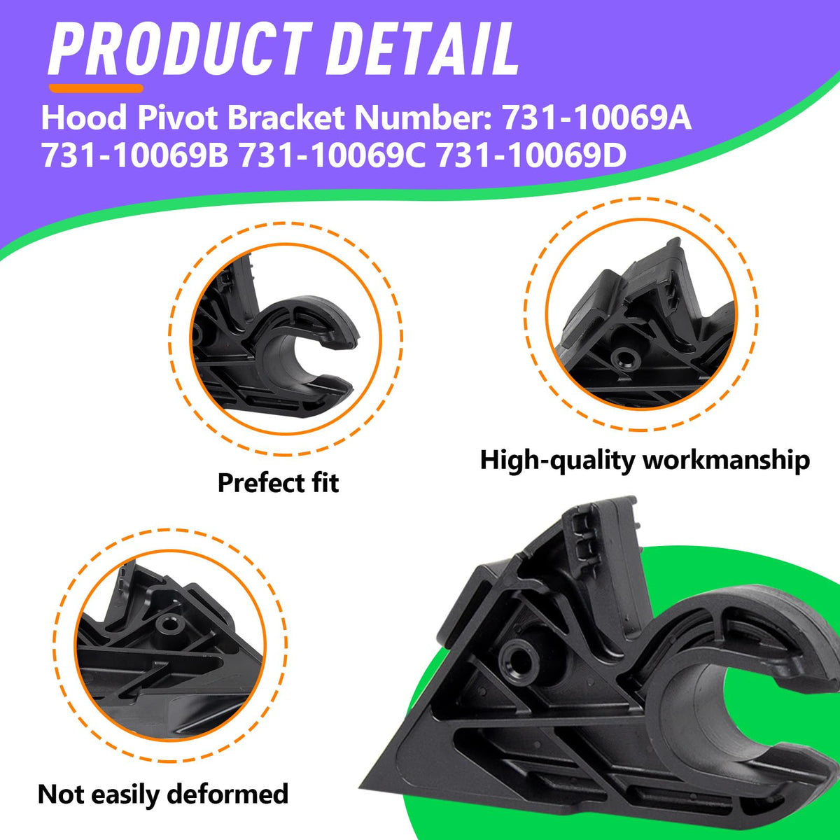 Kamrexi hood pivot bracket close-up—sturdy construction for XT1/XT2
