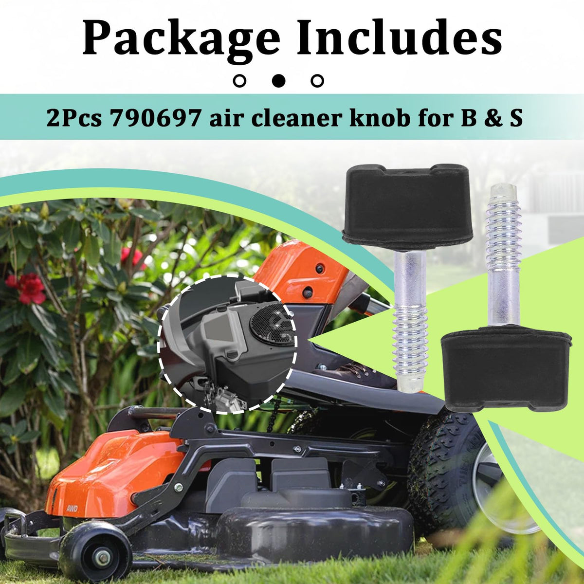 Kamrexi 790697 packaging includes two knobs for Briggs Stratton.