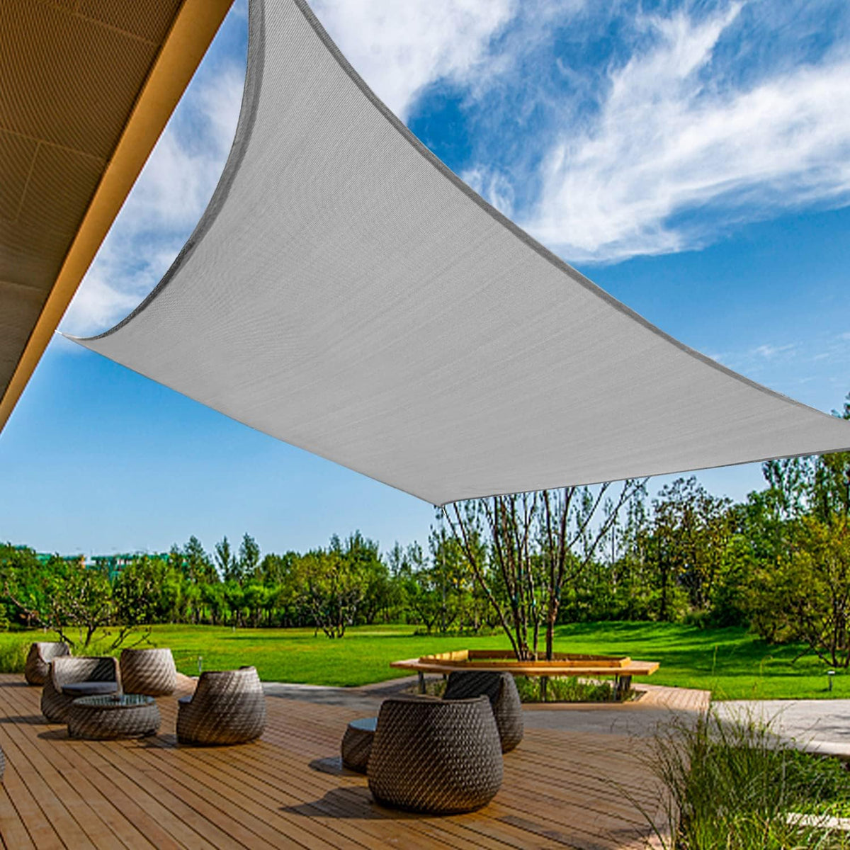 KANAGAWA sun shade curved 20x26 grey rectangle shields sun while keeping airflow.