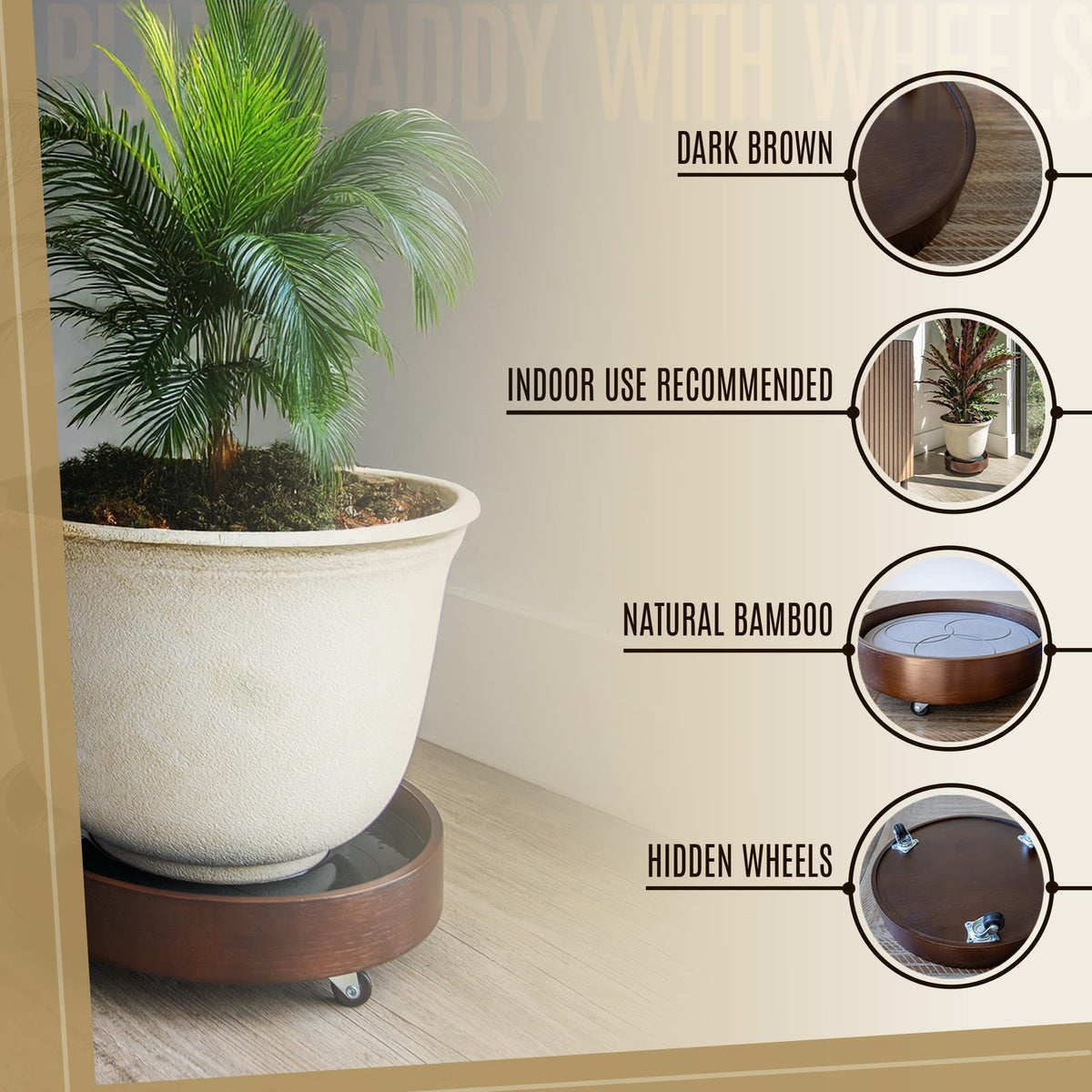 KANDOHAUS 360-degree wheels glide smoothly for moving heavy pots.