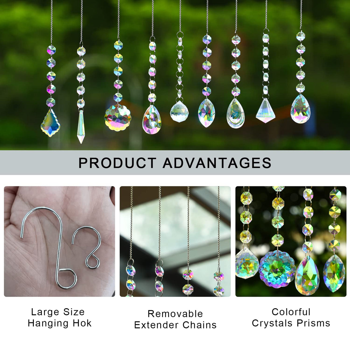 Kanpura hanging chain and hooks included for easy window display