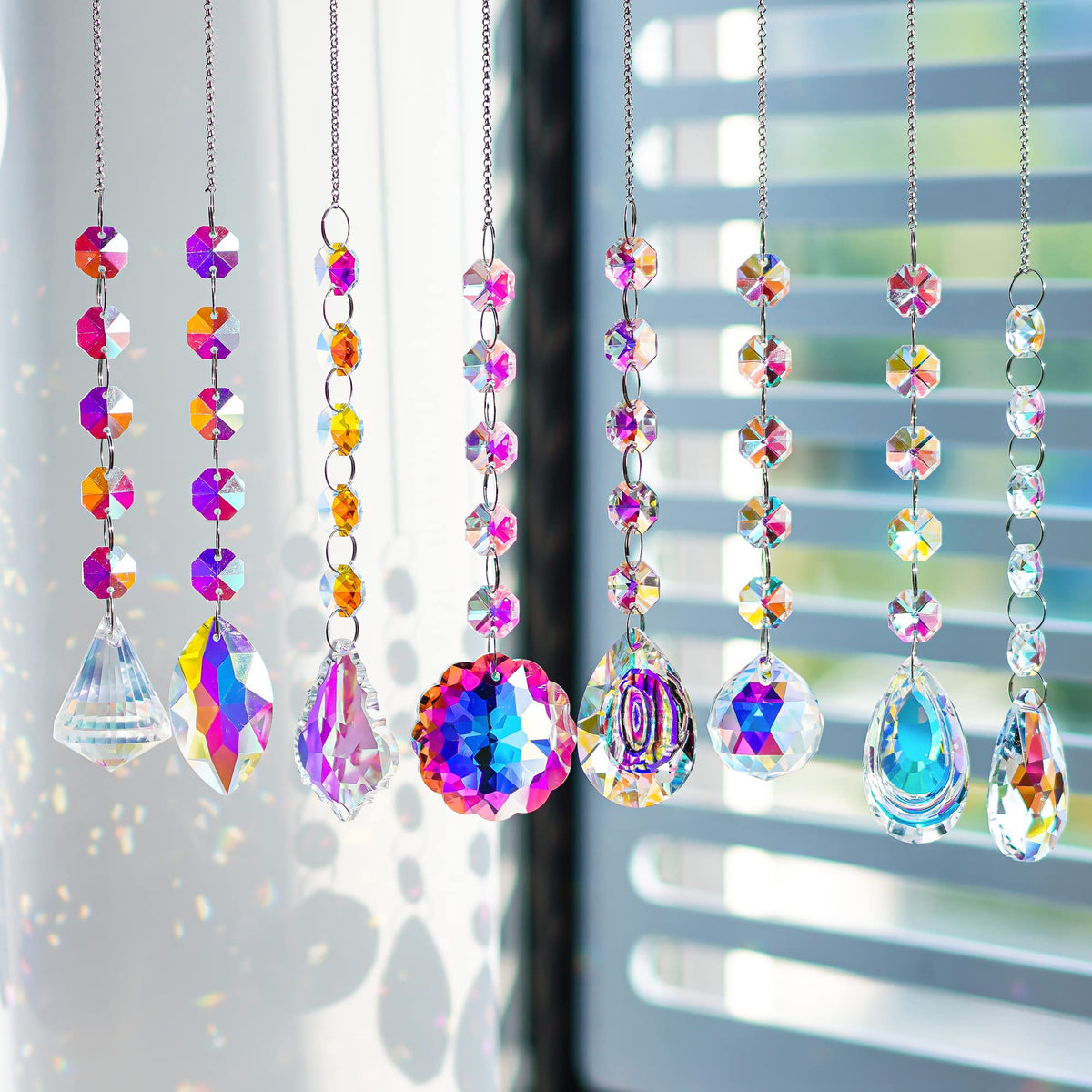 Kanpura window decor suncatchers arranged for decorative light play