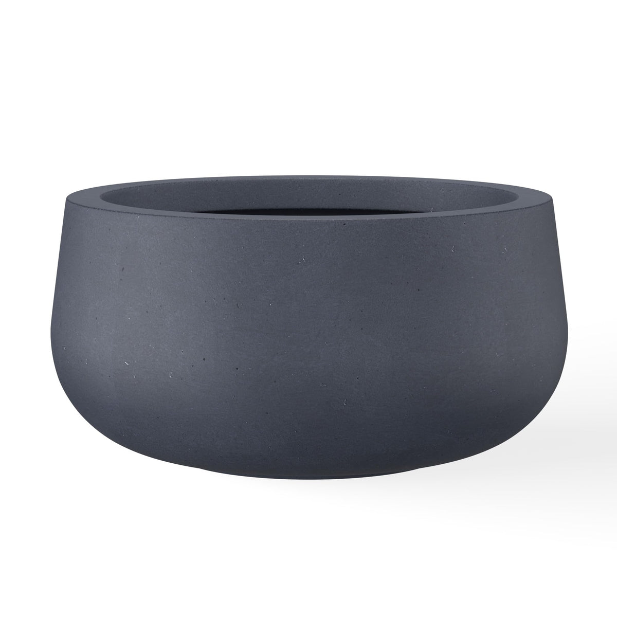 Kante 15.7-inch round concrete planter exterior in charcoal for modern patios