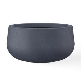 Kante 15.7-inch round concrete planter exterior in charcoal for modern patios