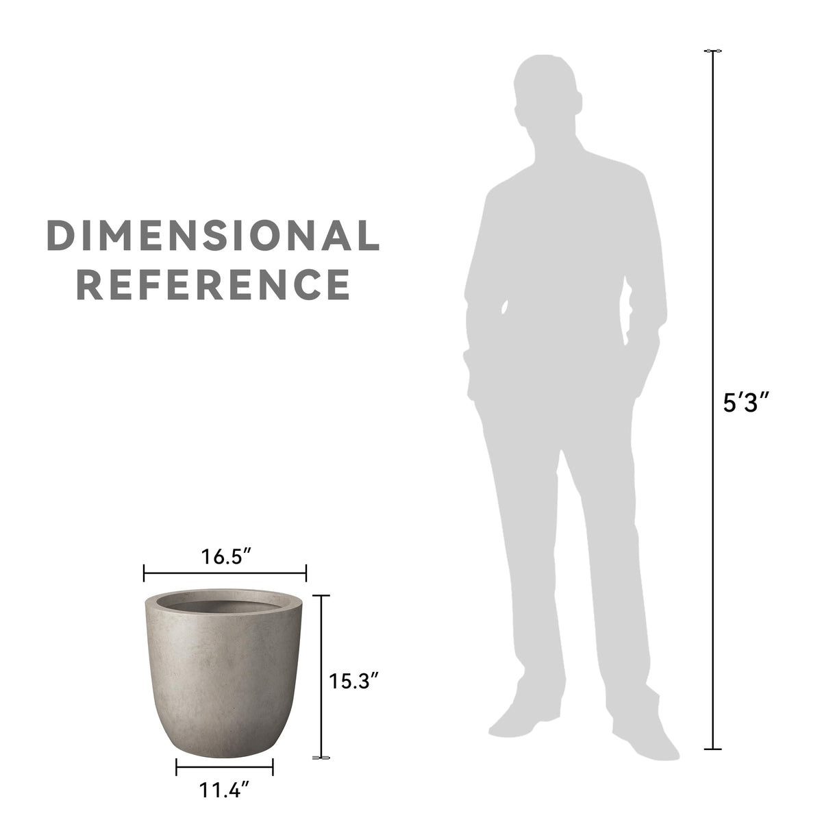 Kante 16.5-inch round concrete planter outdoors display on patio for weather-ready style.
