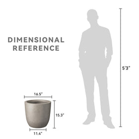Kante 16.5-inch round concrete planter outdoors display on patio for weather-ready style.