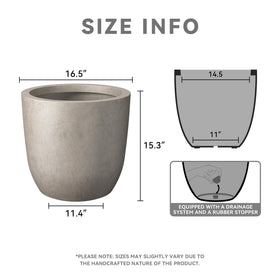 Kante 16.5-inch round concrete planter, top view highlighting circular silhouette.