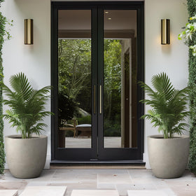 Kante 18-inch round concrete planter close-up pores emphasizes texture on contemporary spaces.