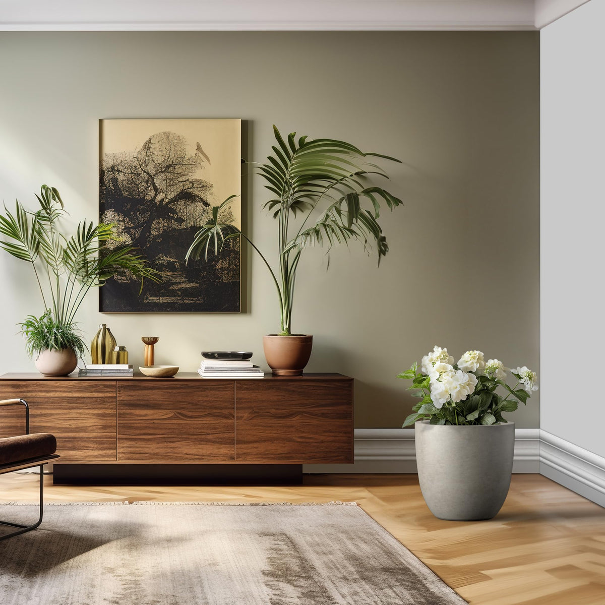 Kante planter front view demonstrates versatile fit for entryways and outdoor living.