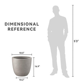 Kante 18-inch round concrete planter, large interior capacity for various plants