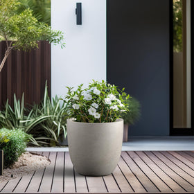 Kante 18-inch round concrete planter, rubber plug included for indoor outdoor flexibility