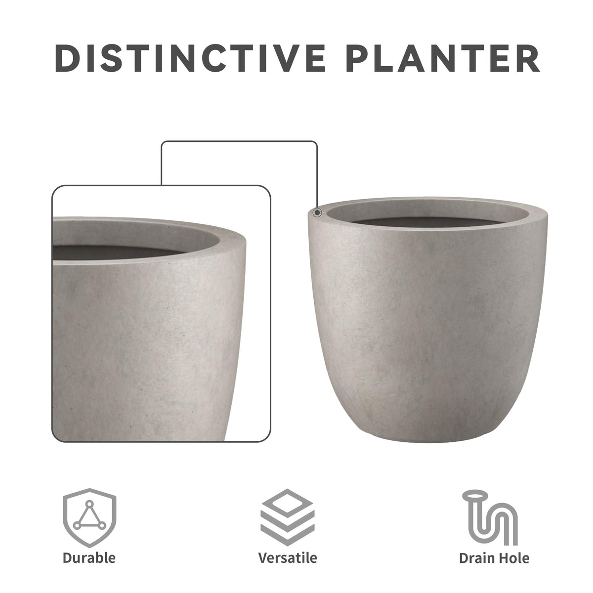 Kante weather-resistant planter resists wind, rain, and sun while staying stylish.
