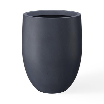 Kante 21.7-inch dark gray concrete tall planter with drainage holes for outdoor use