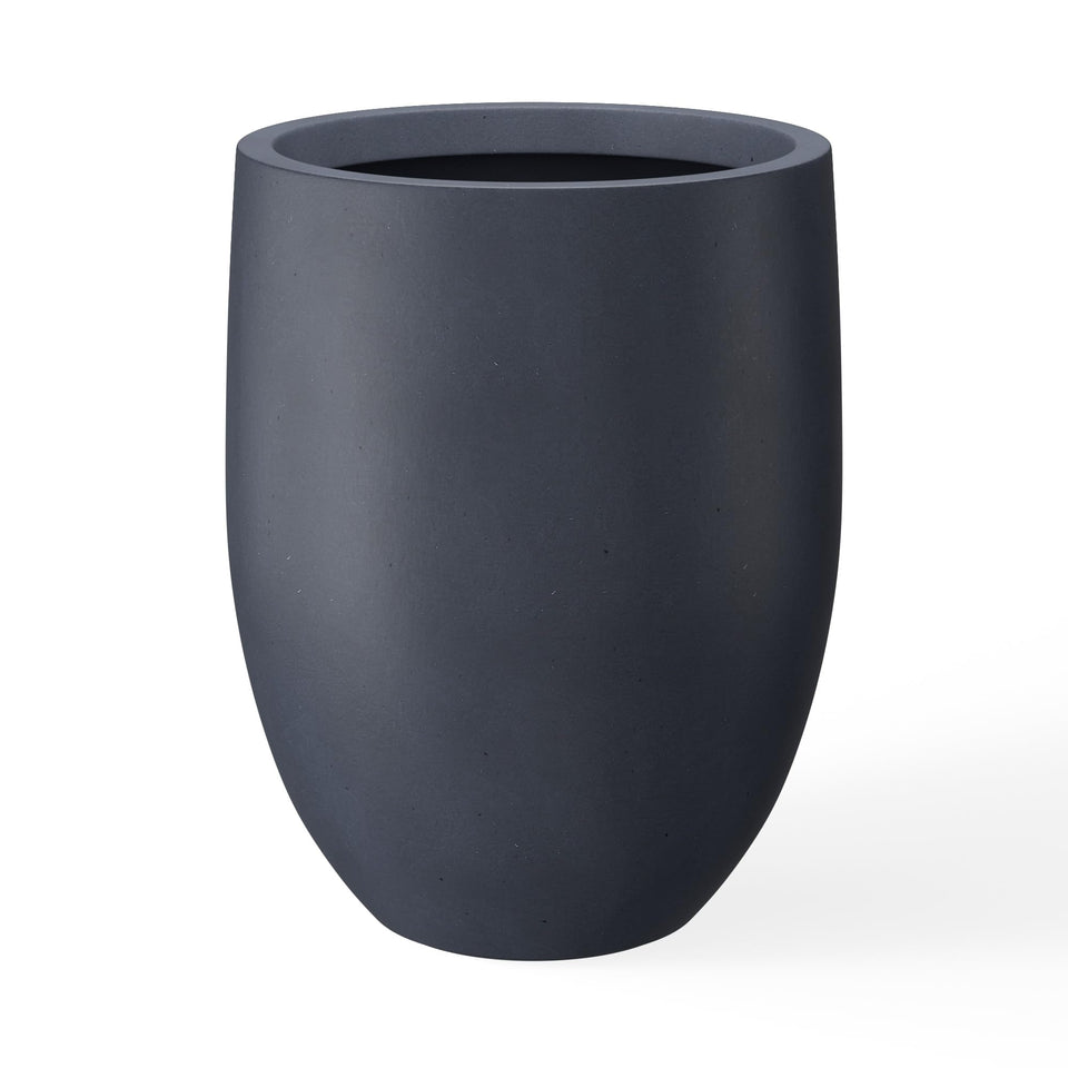 Kante 21.7-inch dark gray concrete tall planter with drainage holes for outdoor use