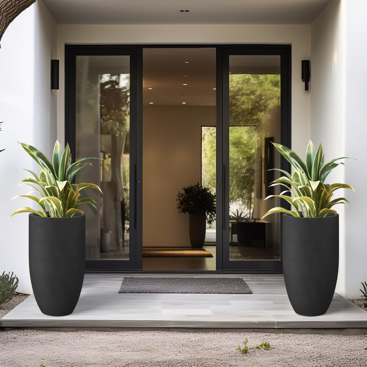 Kante planter indoor-outdoor versatility supports lush greenery on patios or living room corners.