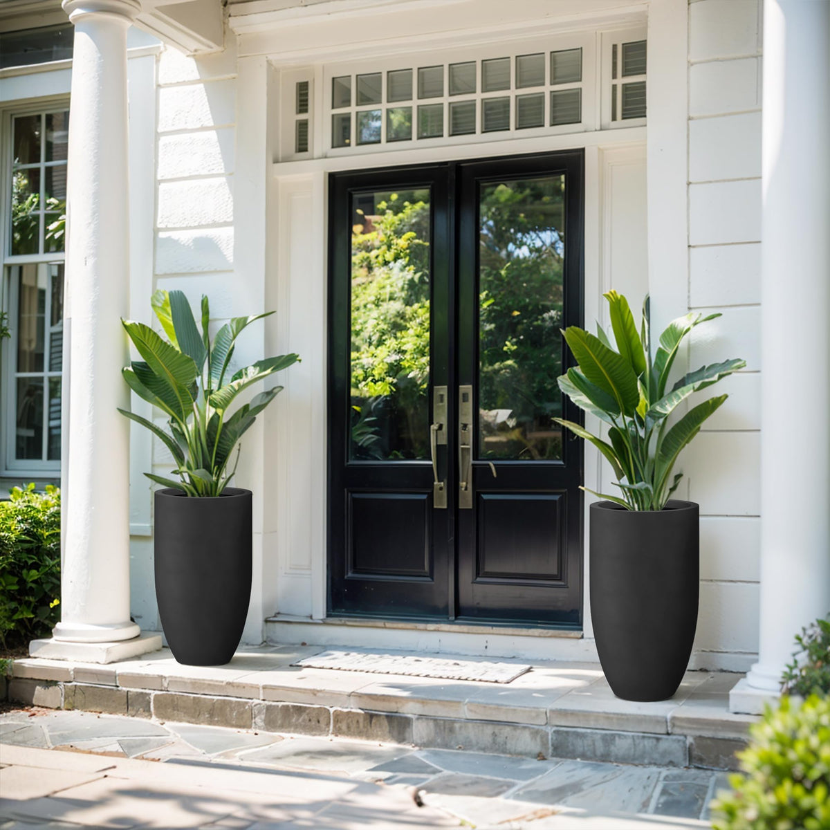 Kante 24-inch round concrete planter fits varied decor from modern to traditional.
