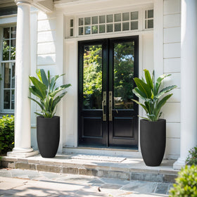 Kante 24-inch round concrete planter fits varied decor from modern to traditional.