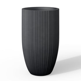 Kante 24-inch tall round concrete planter with drainage hole for indoor or outdoor use.