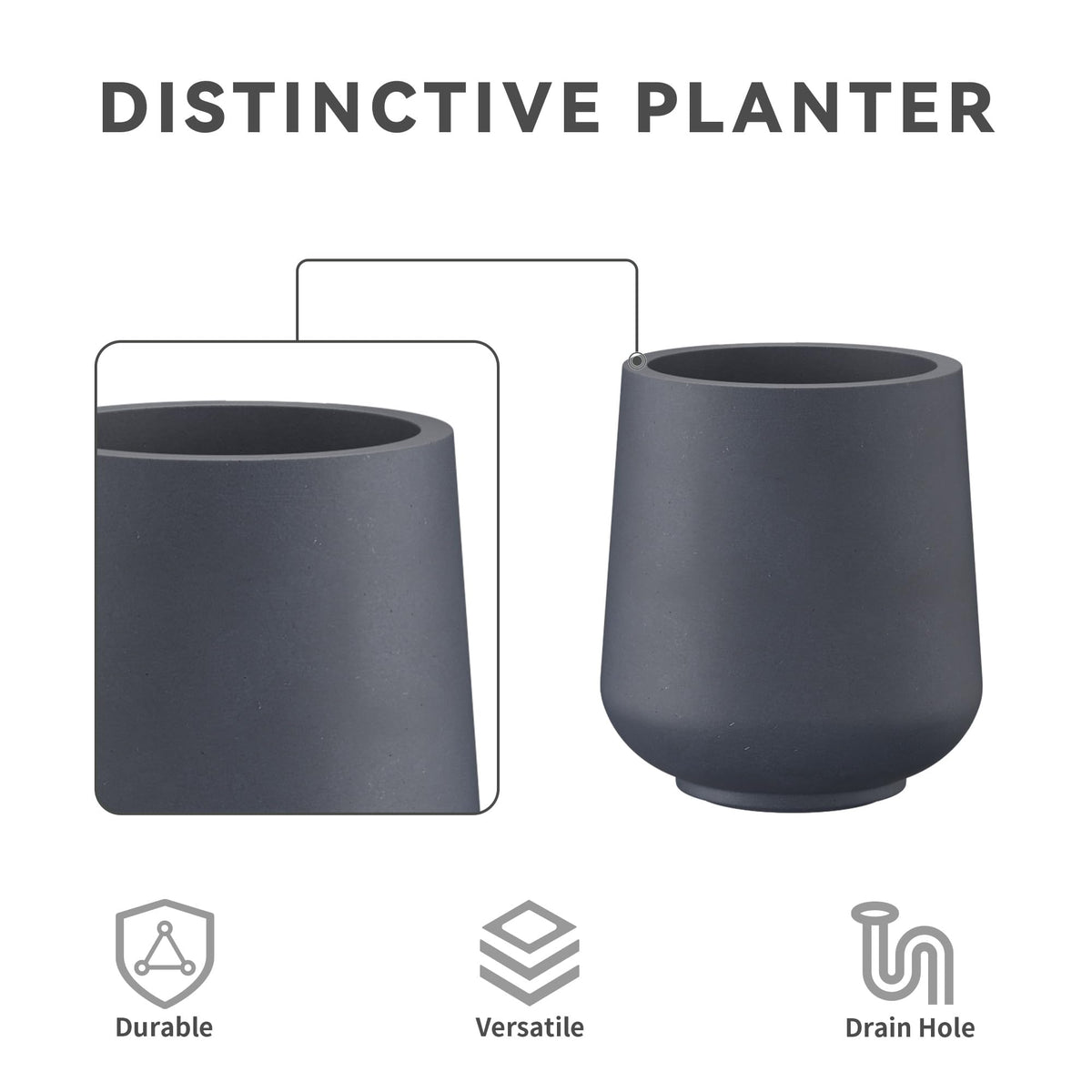 Kante 8.2-inch round planter top view emphasizes open planting space.
