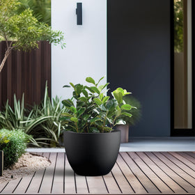 Kante concrete planter bottom view highlights stable base and durability.