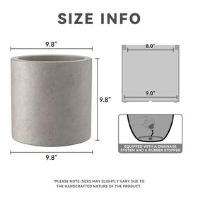 Kante concrete planter with drainage hole and sturdy build for weather resistance.