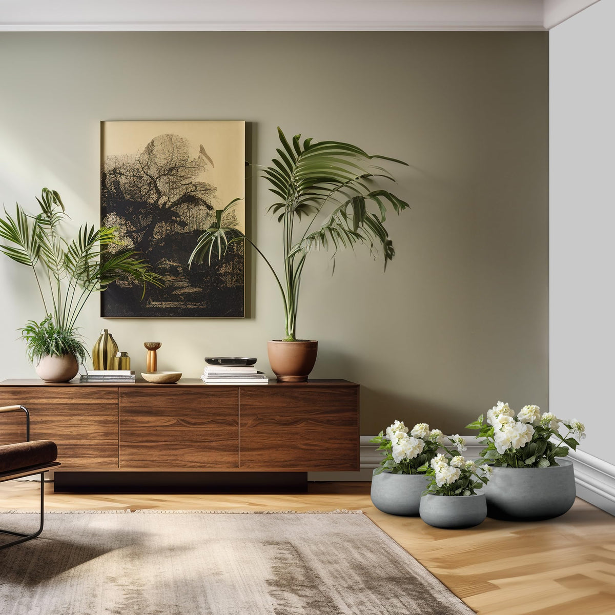 kante curved silhouette concrete planter complements modern decor