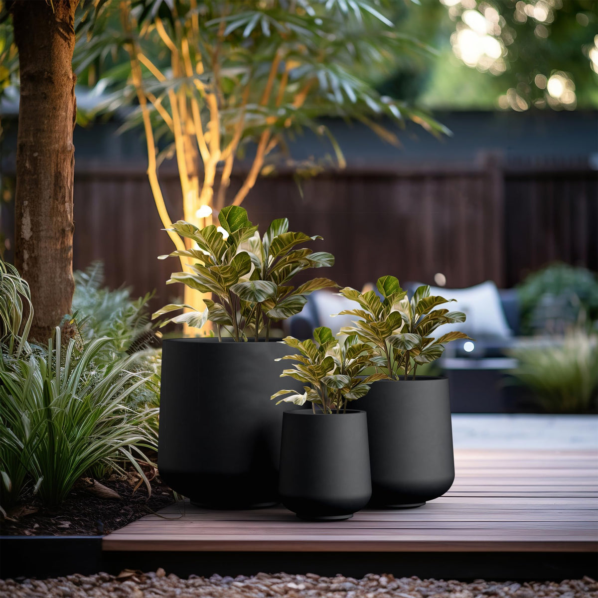 Kante lightweight concrete fiberglass planter ready for easy movement
