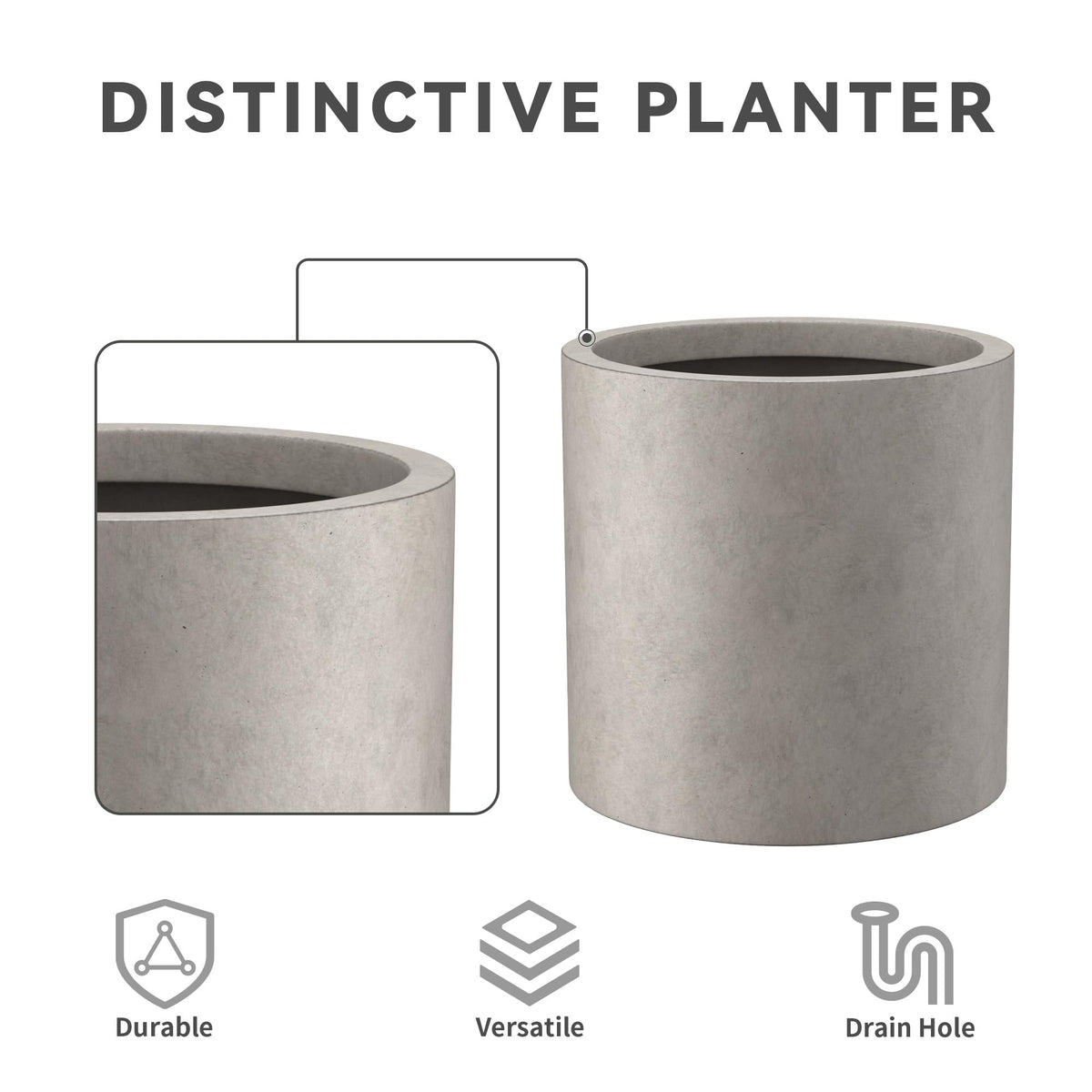 Kante lightweight concrete planter enables easy relocation around the home.