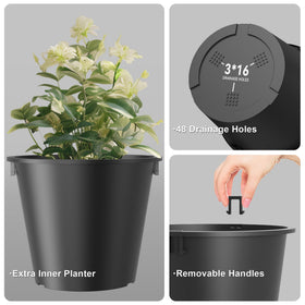 Kante office or living room styling with sleek black planters.