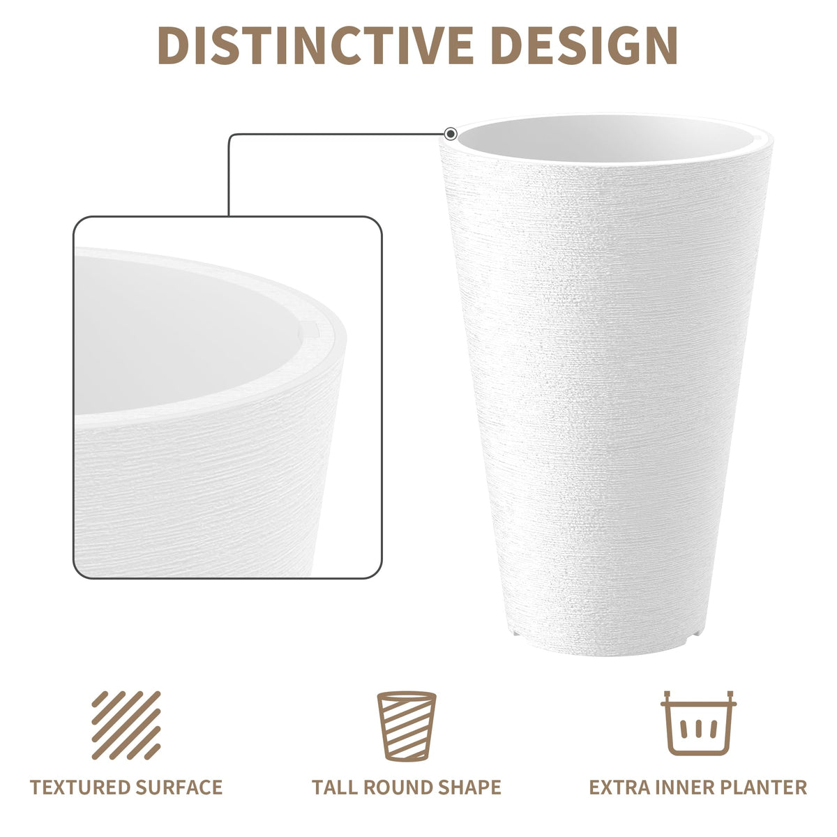 Kante tall planter provides ample growing space for greenery
