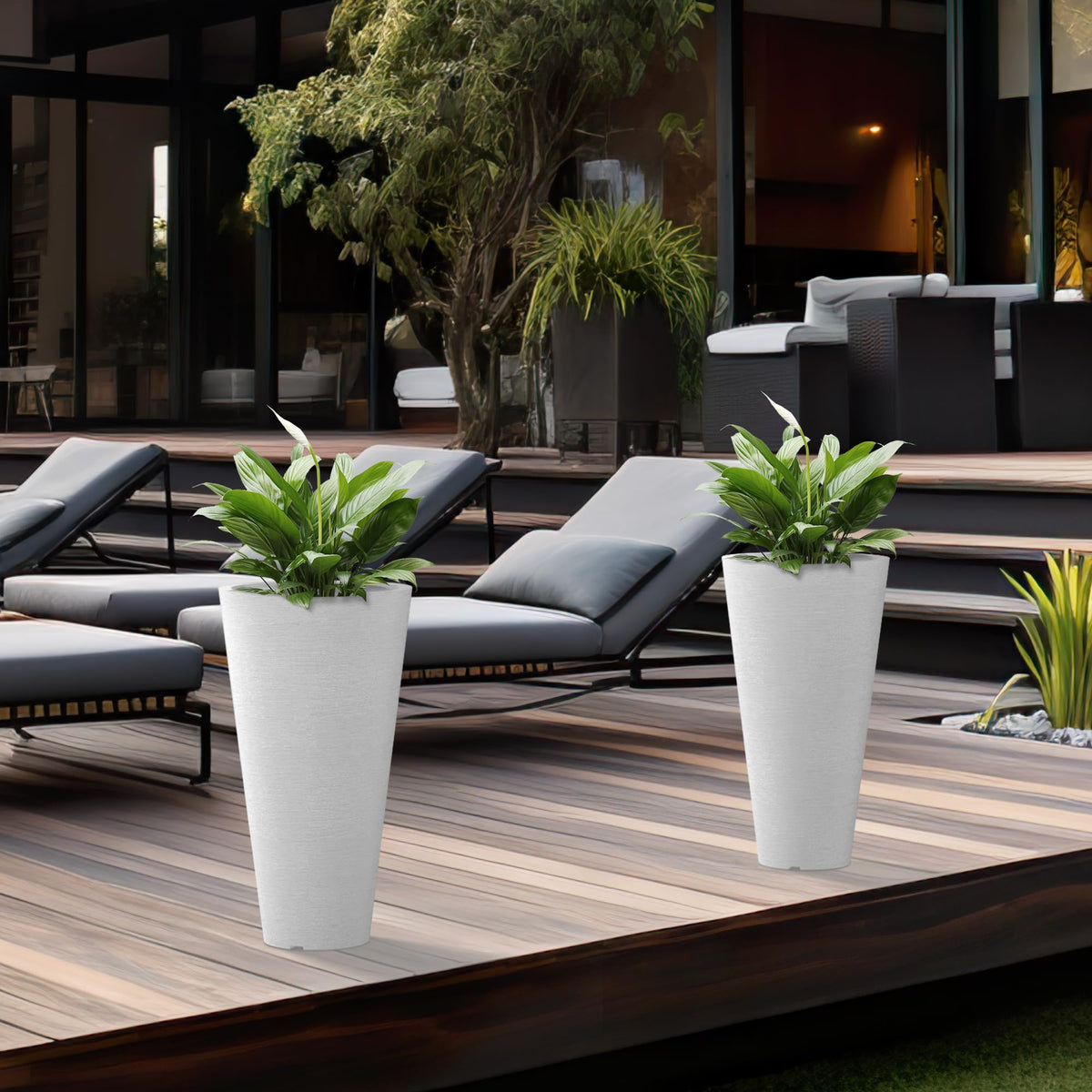 Kante tall planters offer ample space for direct planting or pots.