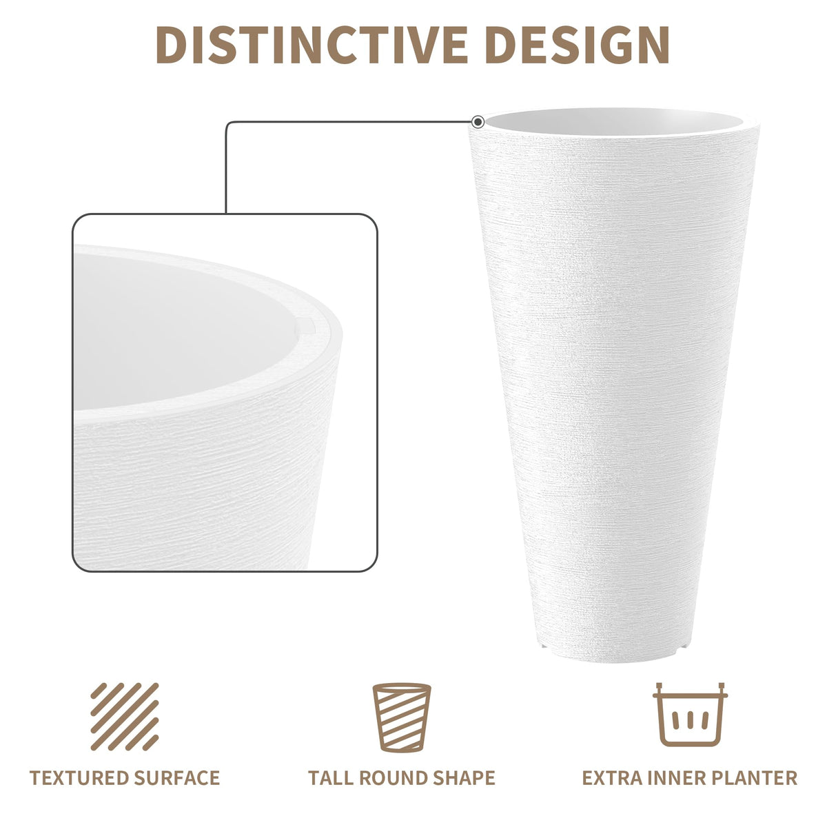 Kante minimalist white design enhances modern gardens and interiors.
