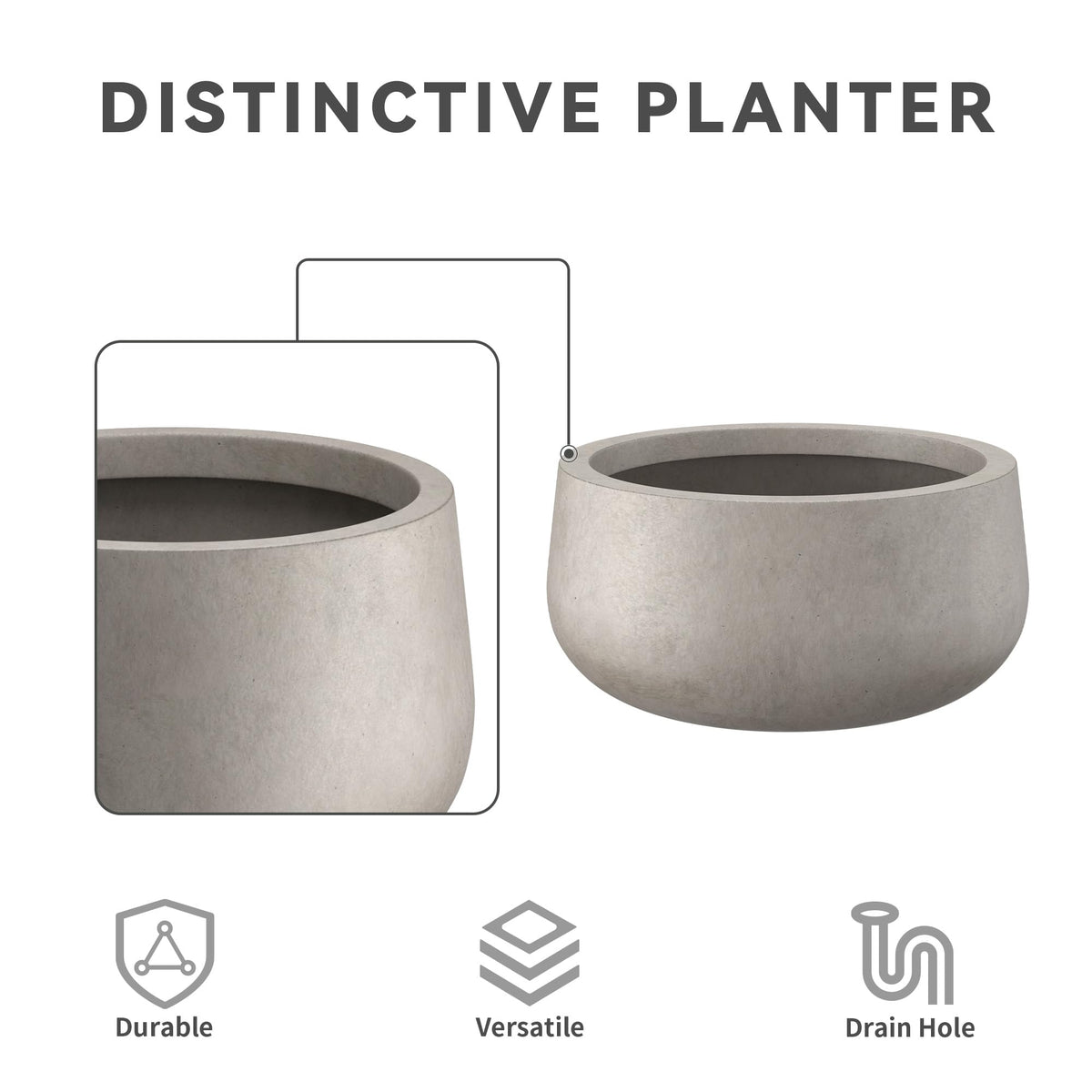 Kante planter ideal for succulents, blooms, or foliage.