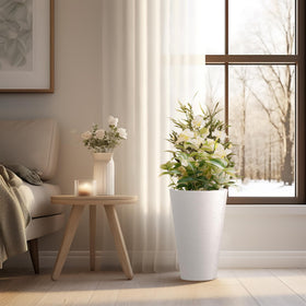Kante planter textured white finish highlights contemporary style