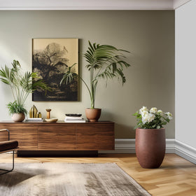 Kante planters arranged in a row create a unified outdoor vignette.