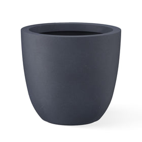 Kante 18inch round concrete planter front view showcases authentic texture and contemporary style