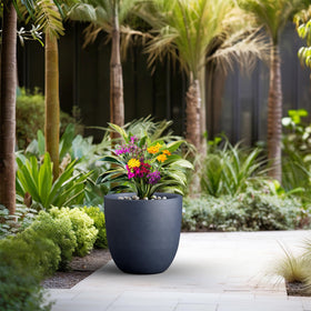 Kante 18inch round planter textured surface adds tactile elegance