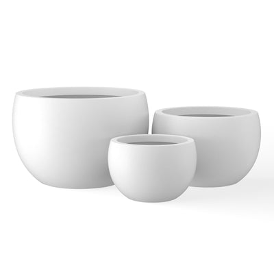 Kante round planter, 19.9-inch size, shows contemporary finish and ample planting space.