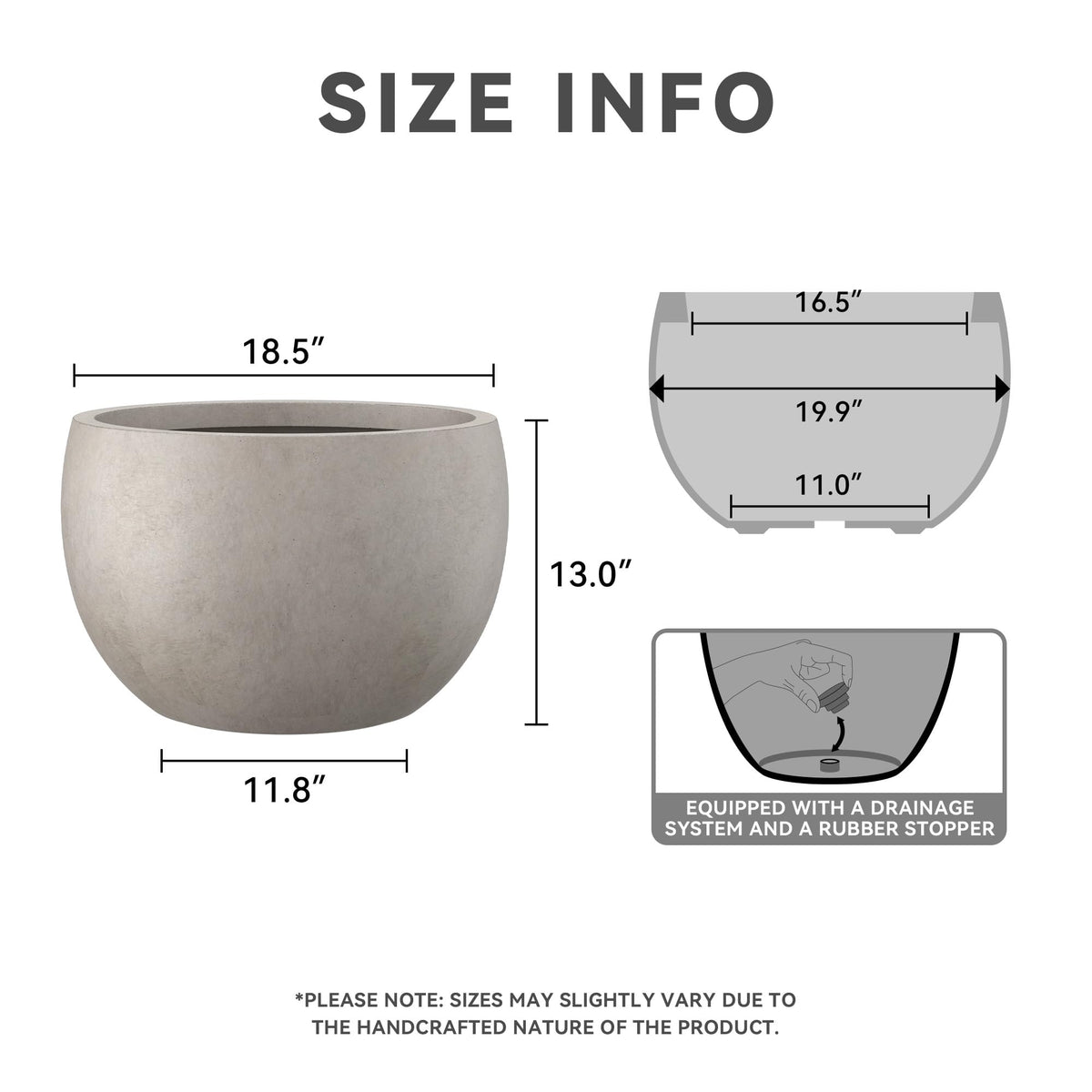 Kante round concrete planter in charcoal finish enhances patios with urban style