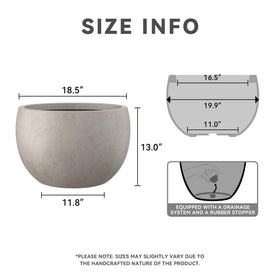 Kante round concrete planter in charcoal finish enhances patios with urban style