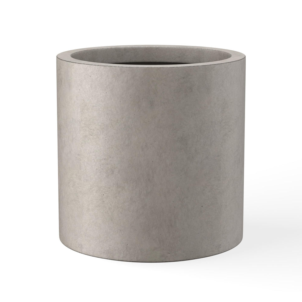 Kante round concrete planter front view, ideal for indoor or outdoor styling.