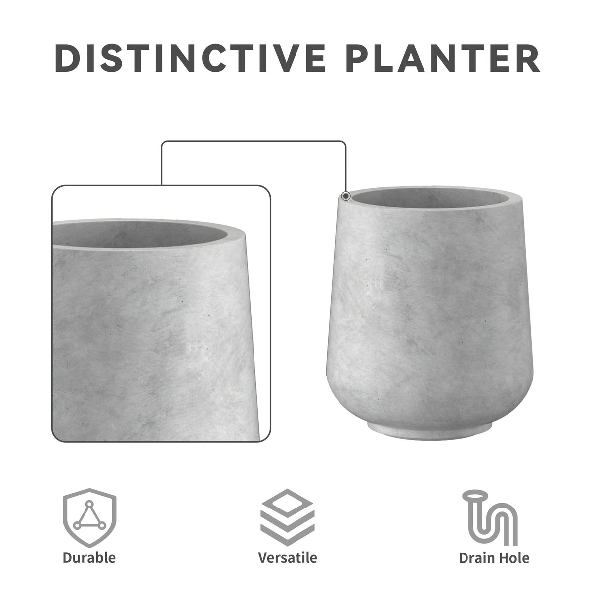 Kante round concrete planter indoor use for stylish greenery and versatile décor.