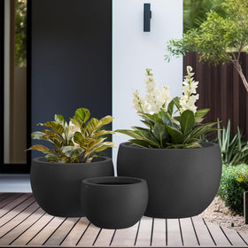 Kante round concrete planter set 3 size comparison shows versatile planting